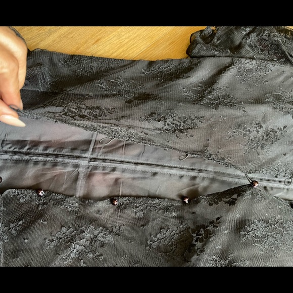 Black lace overlay drop waist dress vintage Madonna 80s witch a goth Gunne Sax!! - Picture 7 of 11